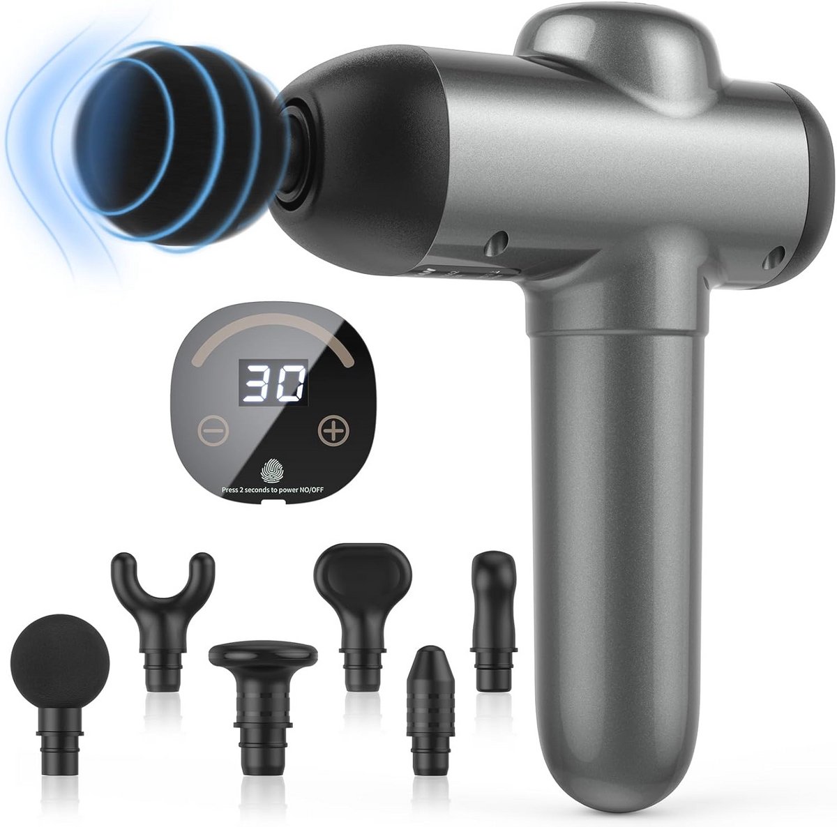 Percussie Massagepistool voor Spierherstel met LCD Touchscreen en 30 Snelheden