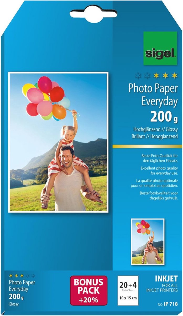 Hoogglanzend 10x15 cm InkJet fotopapier - 24 vellen, 200 g