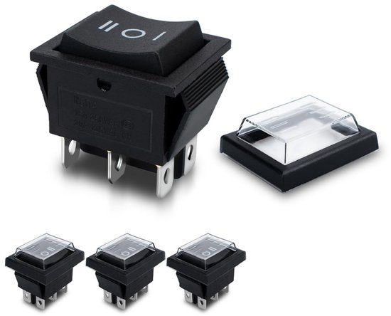 4 Stuks Mini Tuimelschakelaar SPST Aan/uit – 12V DC 25A – 2 Pinnen – Met Waterdichte Dop – Montagegat 12mm 2 miniatura