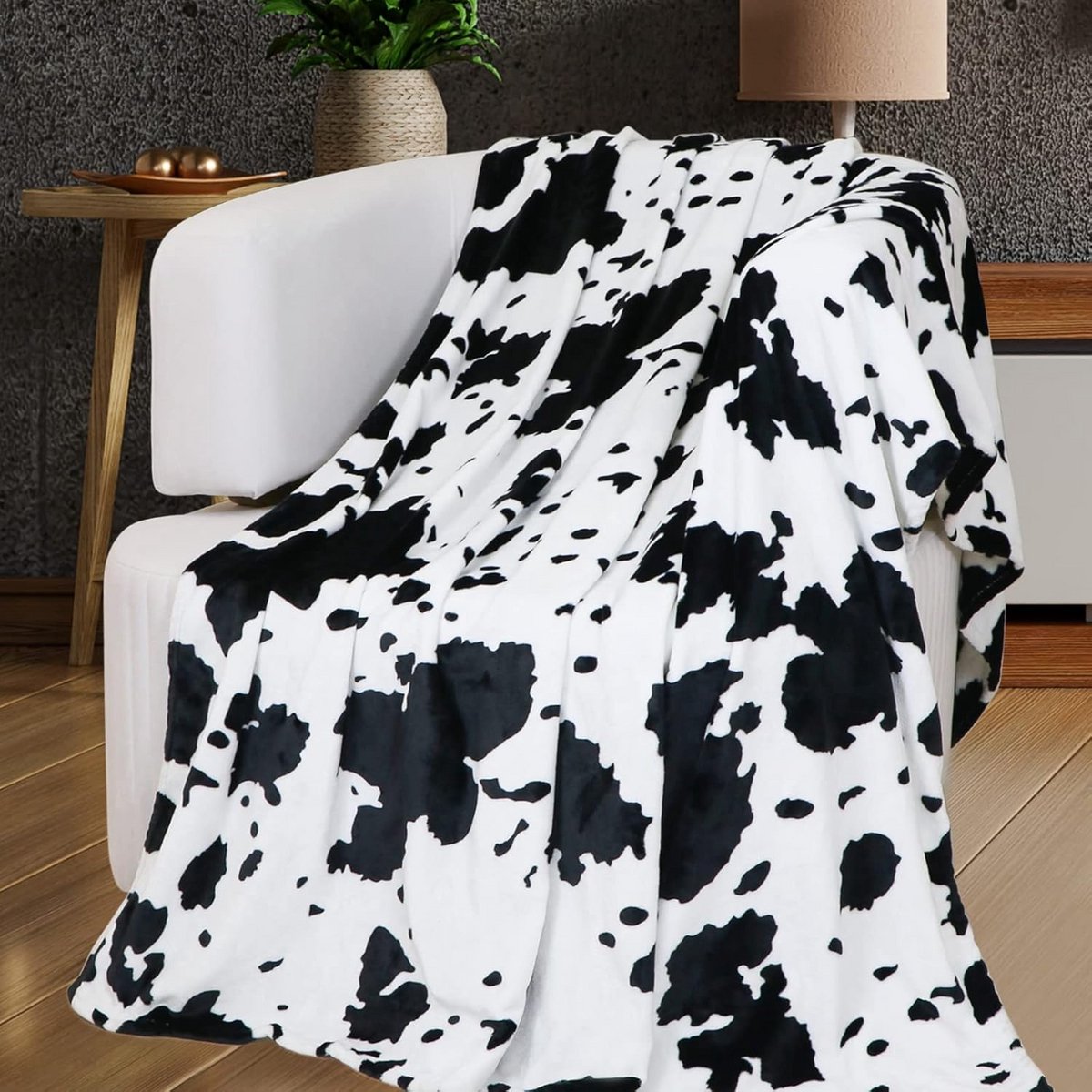 Zachte Fleecedeken met Koeienprint Pluche Flanel Plaid voor Baby en Peuterkamer