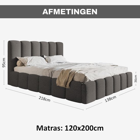 Gestoffeerd Bed Malmo 160x200 Bruin - Opbergruimte Voor Bed Malmodengoed, Houten Lattenbodem Doorgestikt Hoofdbord En Bedframe