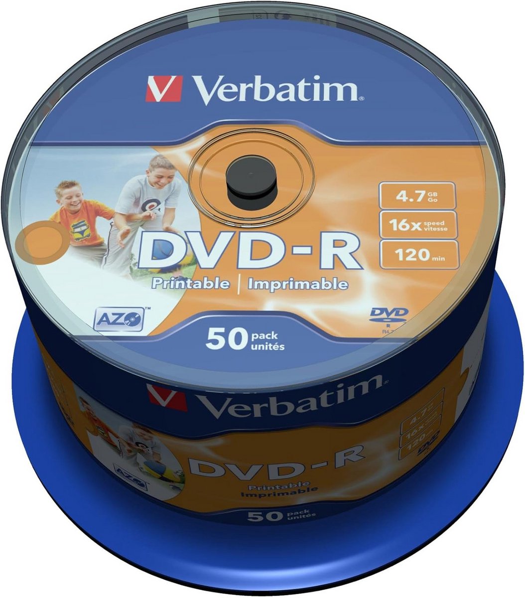 DVD-R 4,7 GB 16x - Bedrukbare Schijf - 50 Stuks Spindle