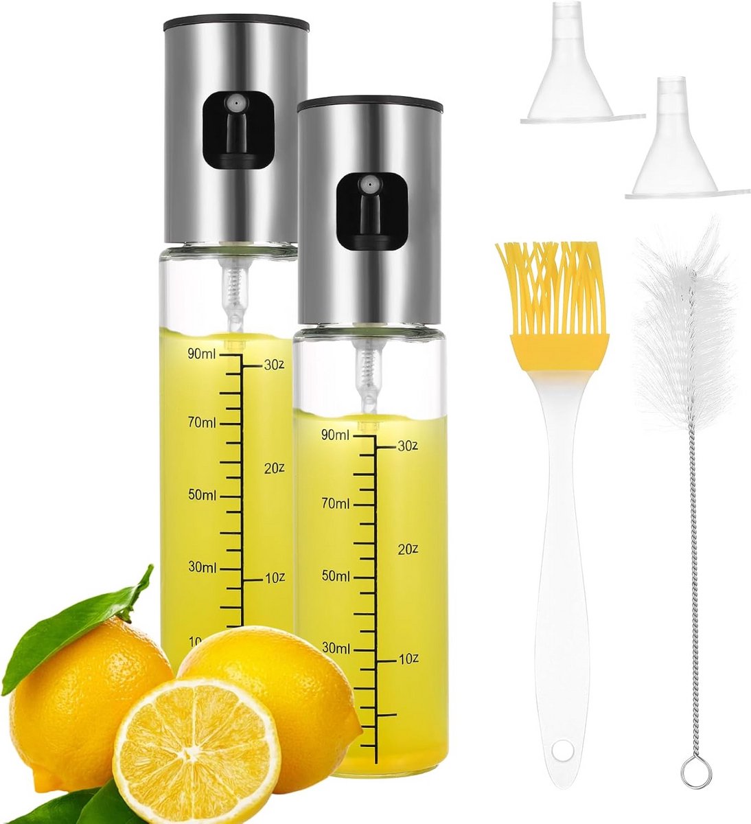 Oliesproeier voor Koken en Bakken - 2 Glazen Spuitflessen met Accessoires