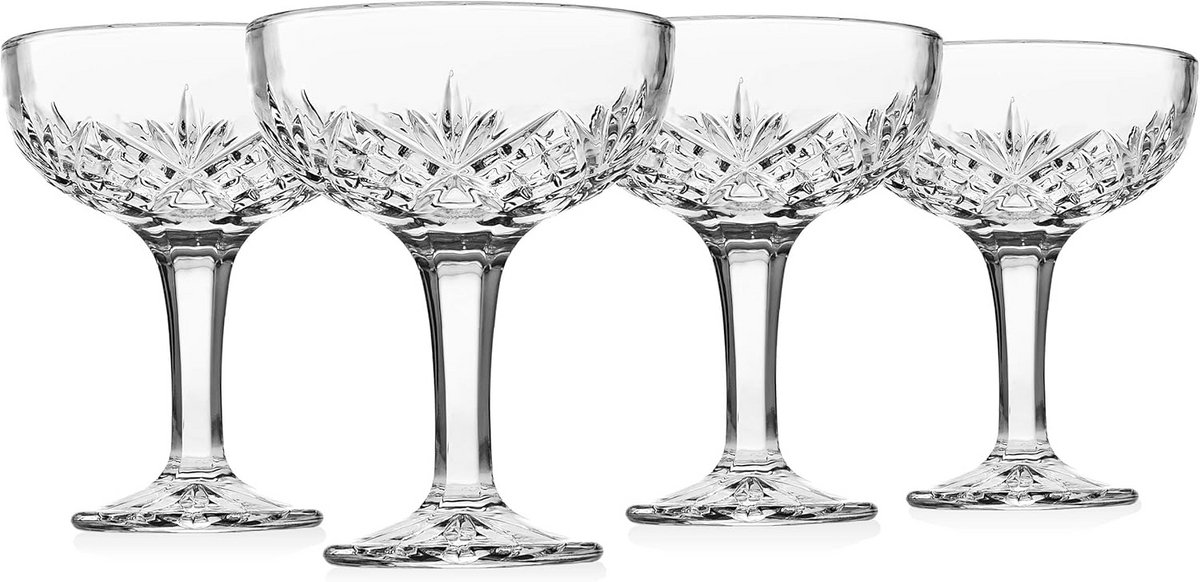 Champagne Coupe Glazen Set van 4 - Kristallen Barware