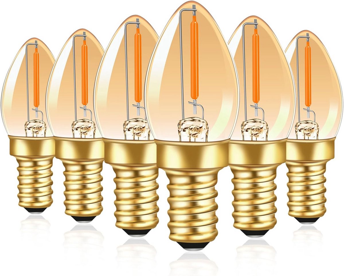 G40 Vintage LED Gloeilampen 1W - 2200K Warmwit - Set van 6 - E14