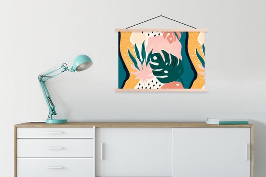 Porte-affiche avec affiche - Affiche scolaire - Feuilles - Couleurs - Motifs - 90x60 cm - lattes vierges