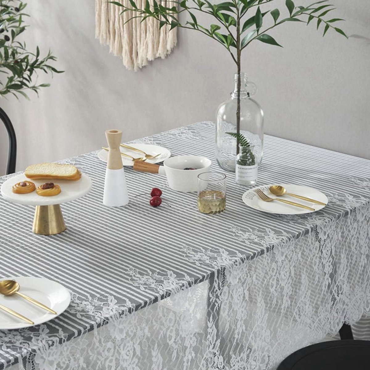 Wit Kant Tafelkleed Bruiloft en Feest 150x300cm