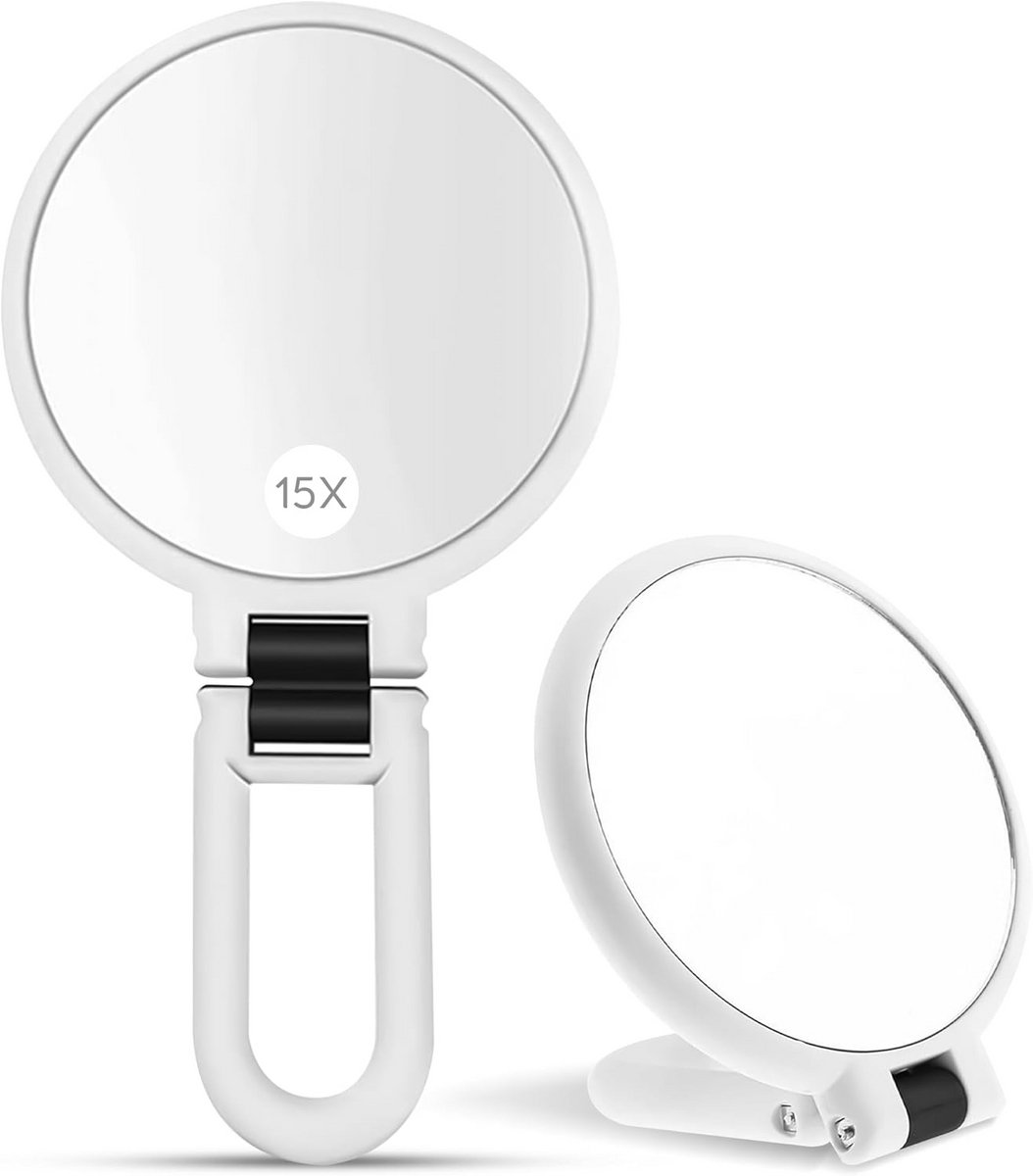 15-voudige vergrotende spiegel met handvat - Ideaal voor make-up en reizen