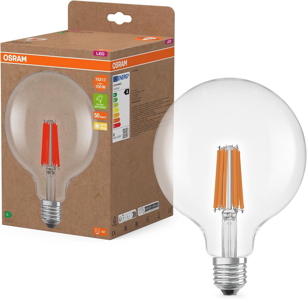 Mini-kaarsvorm LED-lamp E14 1,2W 255lm 4000K Koud Wit Filament