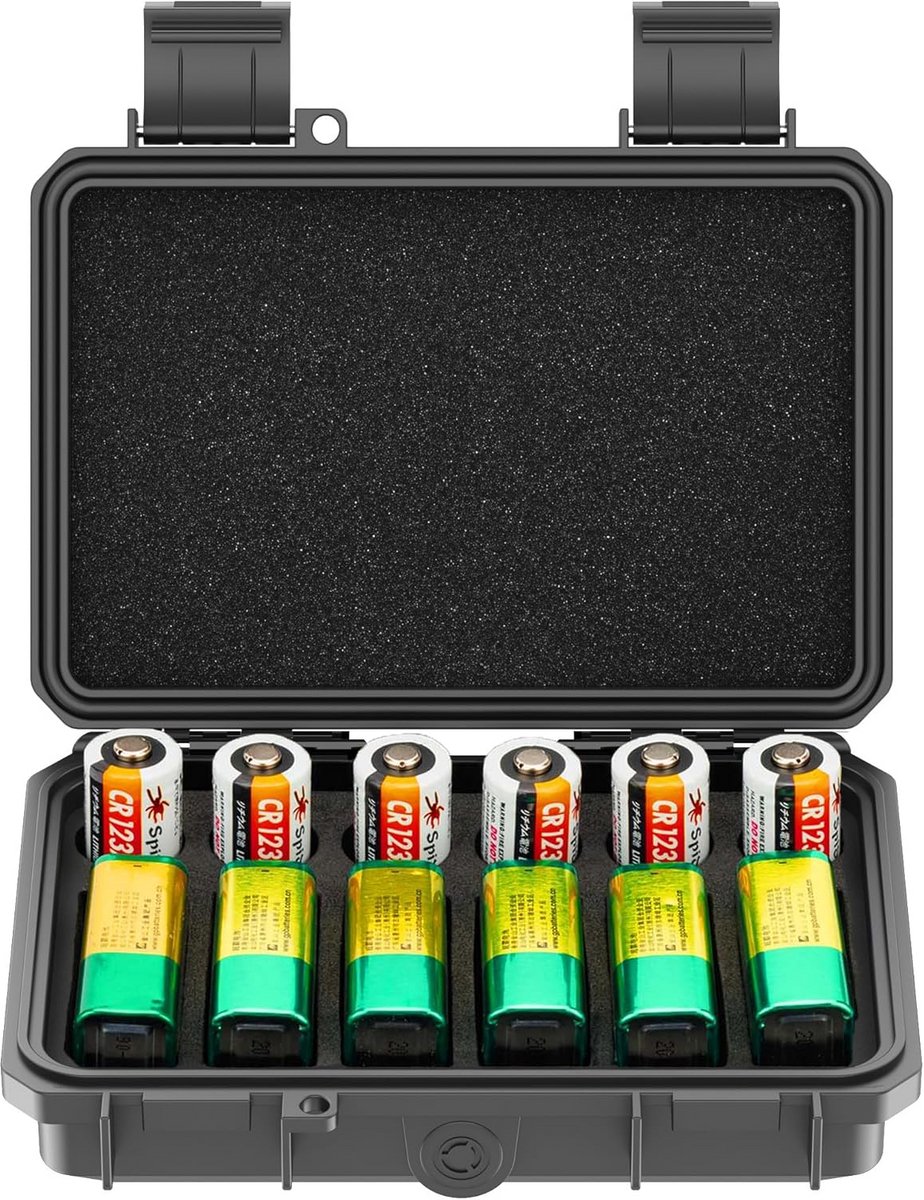 12 sleuven 9 V & CR2 CR123A lithium batterij organisatiekoffer waterdichte harde koffer voor CR17345/CR123(CR16340)/CR18350/CR15H270 accuhouder voor huishouden outdoor camping vissen