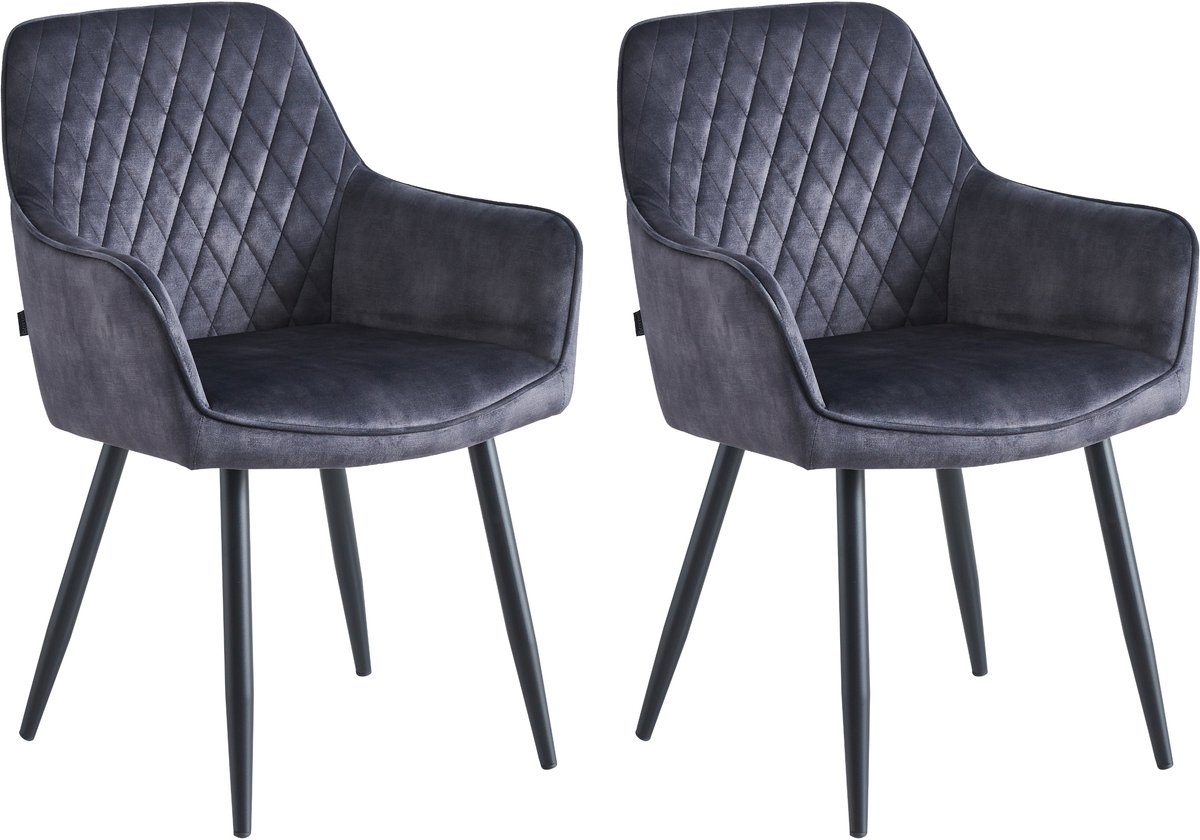 Colenis Beverly Eetkamerstoel - Set Van 2 - Antraciet - Vintage Velvet - Design
