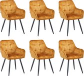 Colenis® - Oriana Eetkamerstoelen - Set Van 6 - Honey - Adoré Velvet - Industrieel - Met armleuning - Stoel