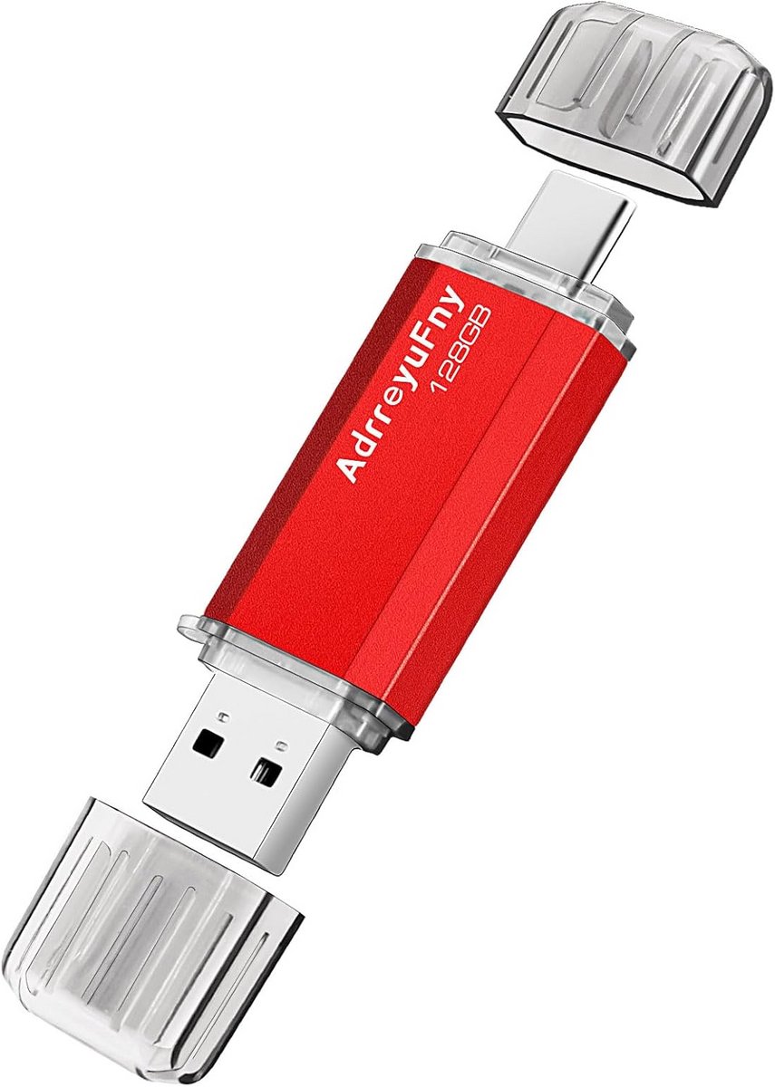 Duale USB-C en USB 2.0 Flashdrive 128 GB - Geheugenstick voor Telefoon en PC