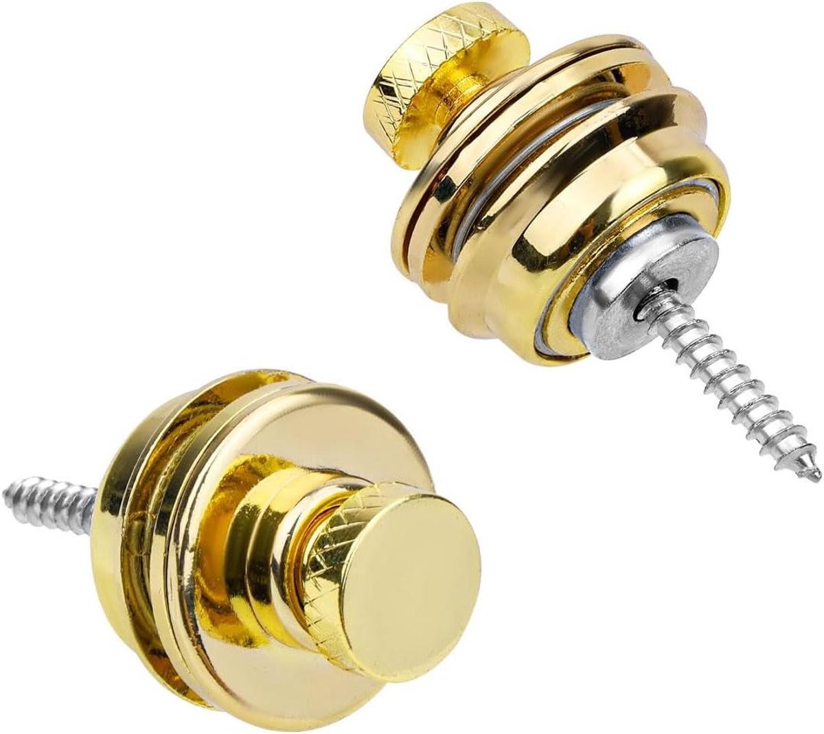 Gitaarband Slot 2 Stuks Metaal Eenvoudig te Installeren Bas Ukelele Accessoires (Goud)