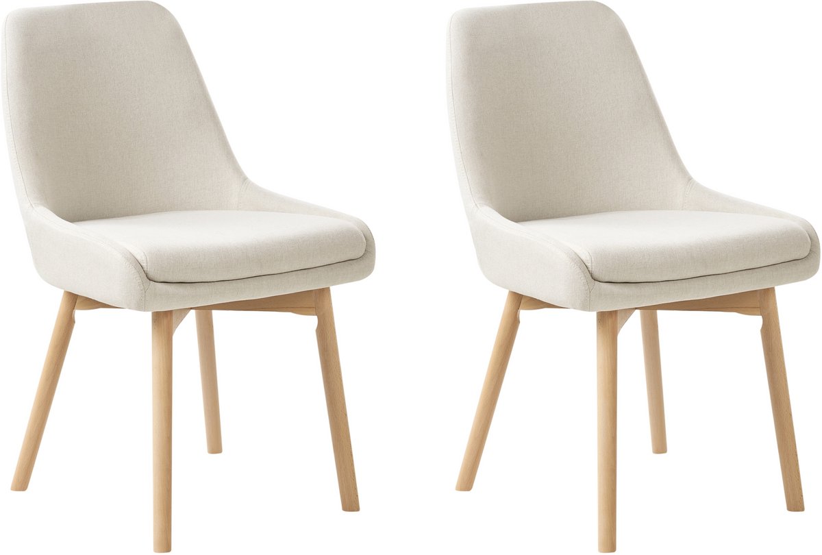 MELFORT - Eetkamerstoel - Gebroken wit - Polyester