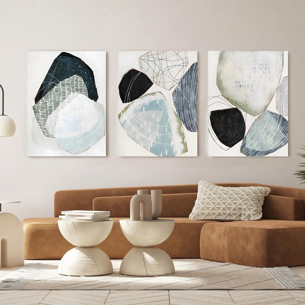Stunq® Abstracte Posters Set van 3, Geometrische Canvas Afbeeldingen, 30x40cm, Zonder Lijst