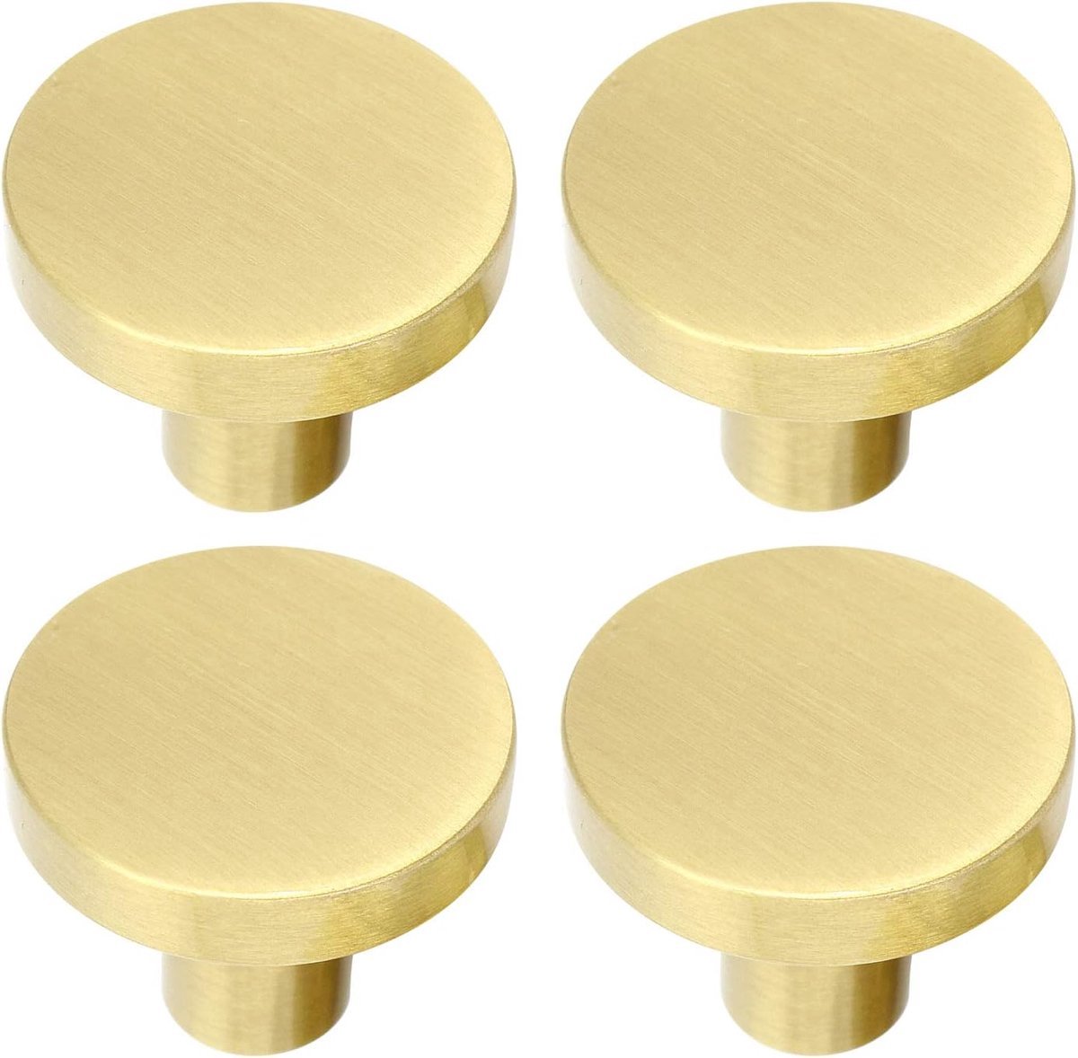 Stunq® Messing Kastknoppen Ronde Design, Set van Vier, 25mm Diameter, Vintage Uitstraling