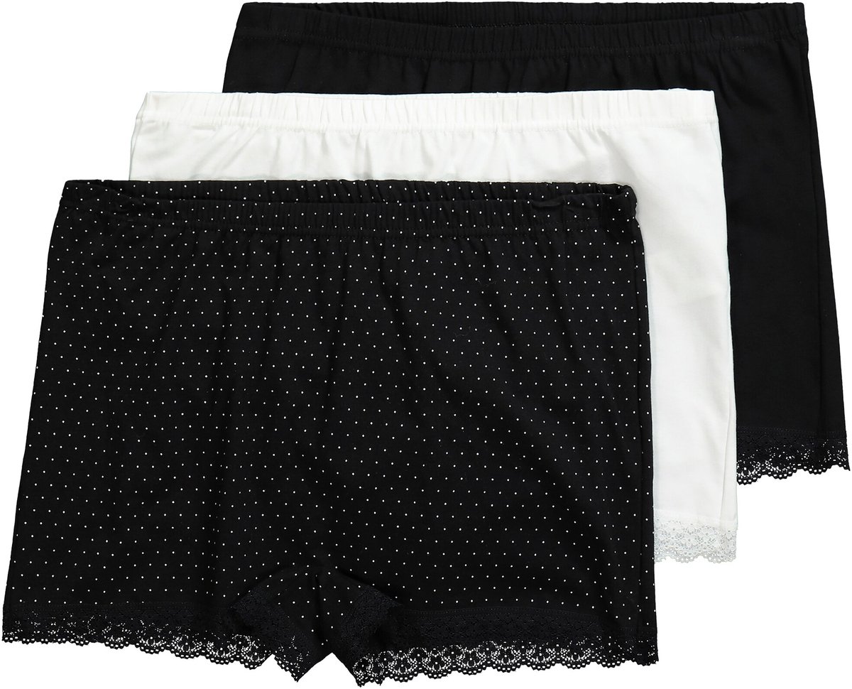 Ulla Popken - Dames - Panty's 3-pack kant stippen - Zwart - Maat 42+
