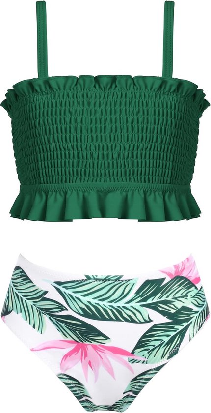 Lage Taille Bikini Broekje Verstelbaar SHEKINI Dames Tweedelige Bikini - U- hals Bovenstuk & Lage Driehoek Broek, Verstelbaar, Elegante Print U-hals Bikini Top Verstelbaar