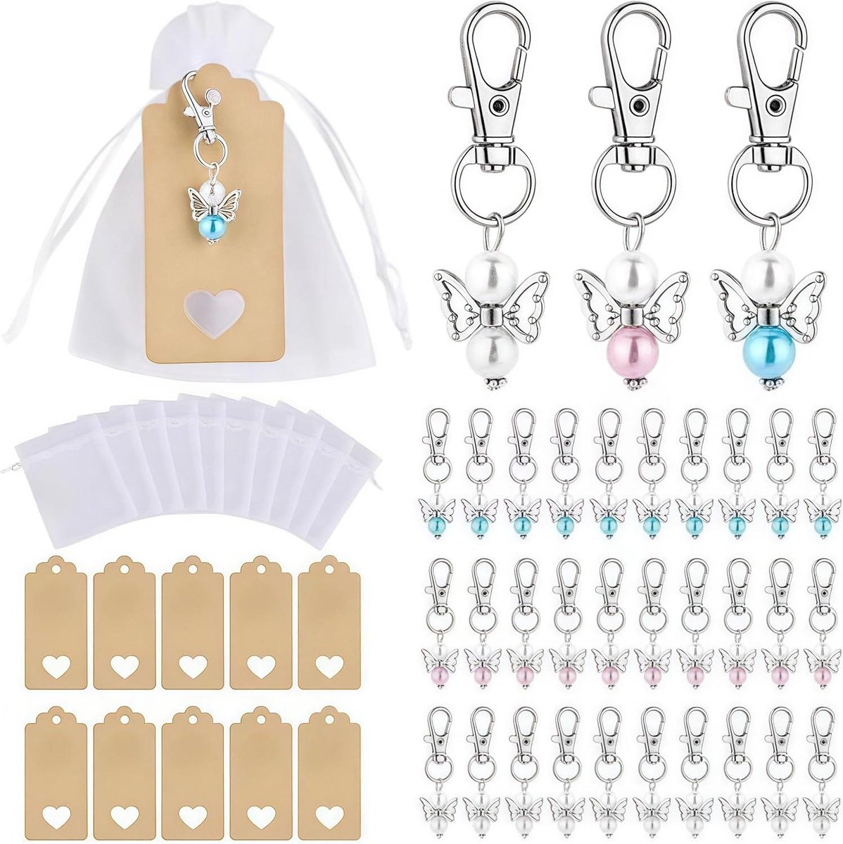 Allecta - Beschermengel Hanger Set - Gastgeschenken voor Bruiloft, Doop, Verjaardag - 30-Delige Sleutelhanger Set