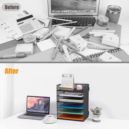 Acryl bureauorganizer, 4-laags stapelbare transparante