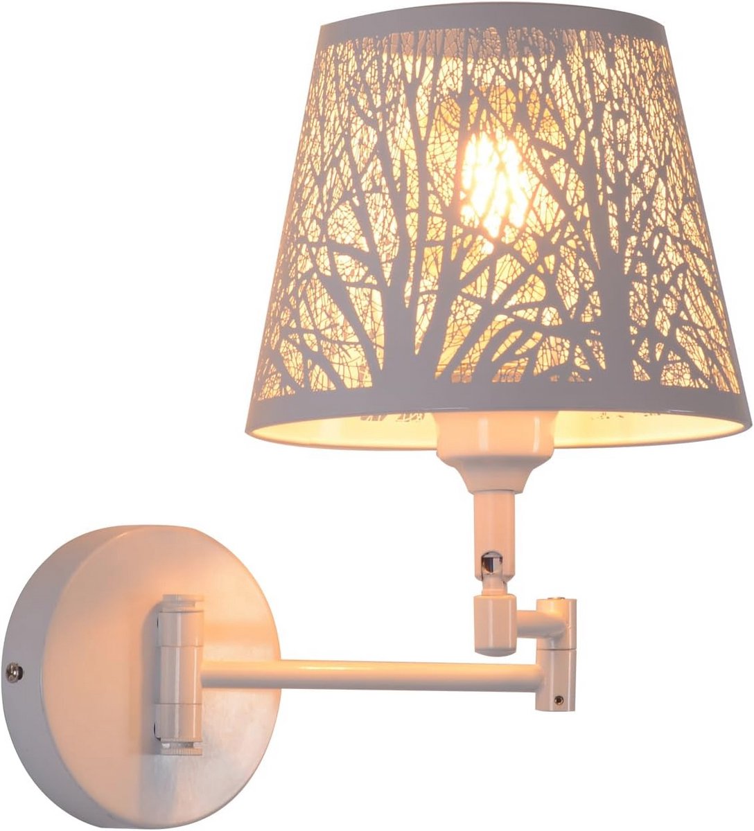 Nachtkastje Lamp E27 Zwenkarm Wandlamp Industrieel Wit Metaal