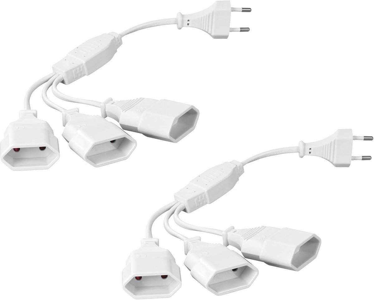 3-in-1 Voedingskabelverlenging 0,3 m - Korte Euro Verlengkabel voor TV, PC en Computer - Type C Stekker