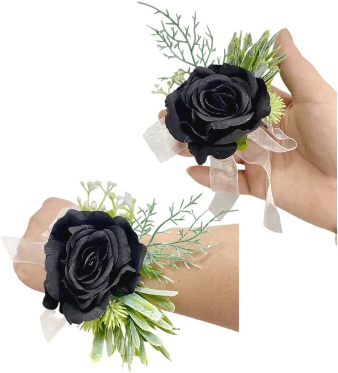 Polsband en Boutonniere Set voor Bruiloft en Feestelijke Gelegenheden