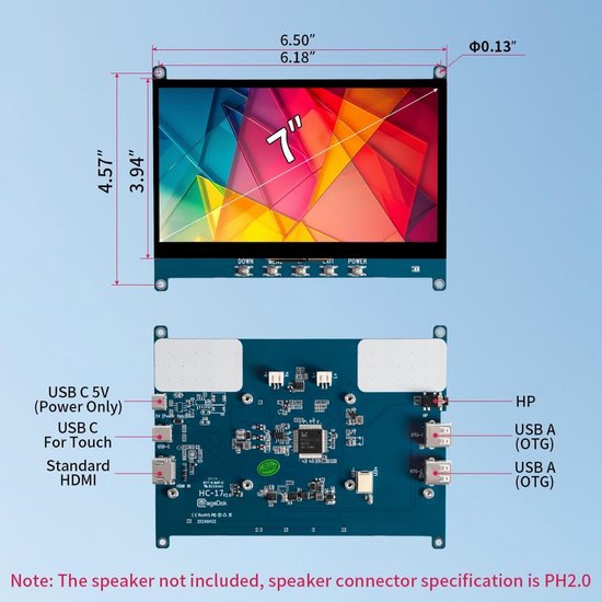7 inch HDMI Touchscreen Monitor 1024x600 IPS voor Raspberry Pi & PC | bol