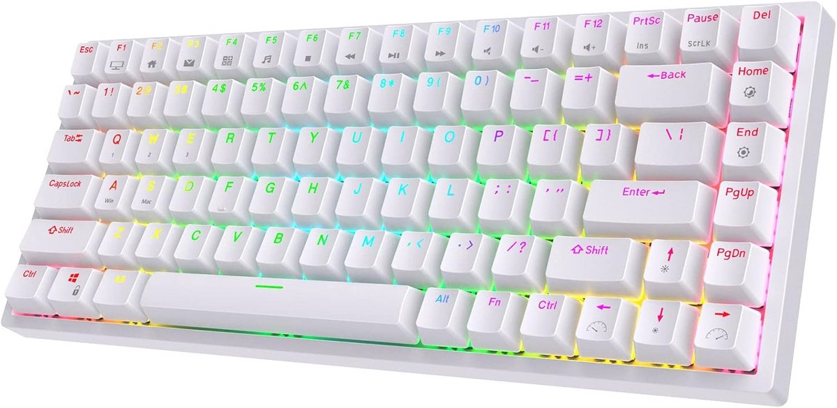 Draadloos Gamingtoetsenbord met RGB Verlichting en Mechanische Toetsen, 75%, Bluetooth en 2,4 GHz