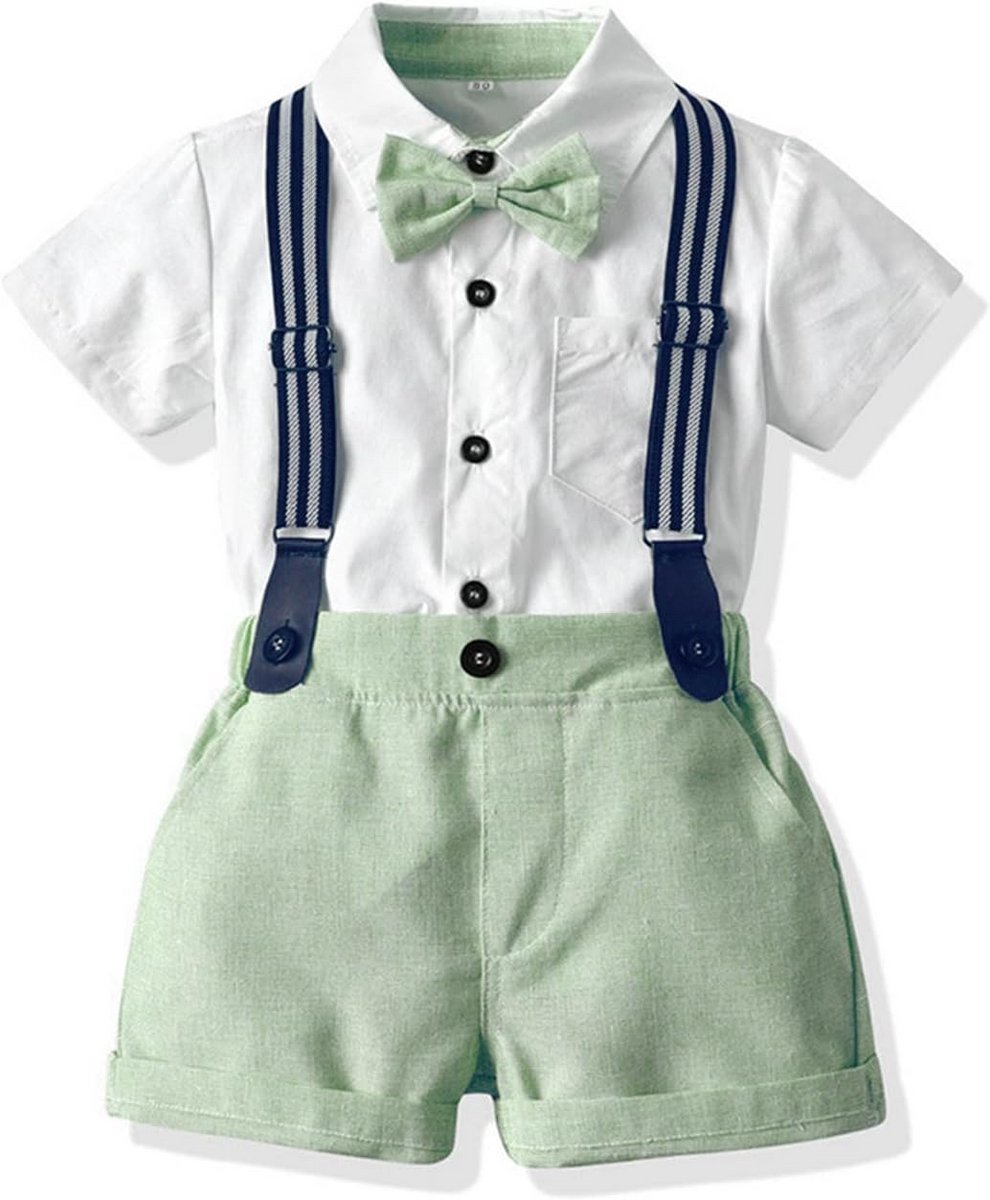 Baby Jongen Kostuum Set: Stijlvolle Breeches, Hemd en Strik voor Feestjes