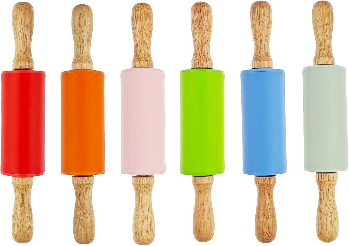 Kleine Deegroller Set voor Kinderen - 6 Stuks - 9 Inch - Kleurrijk Keukenaccessoire