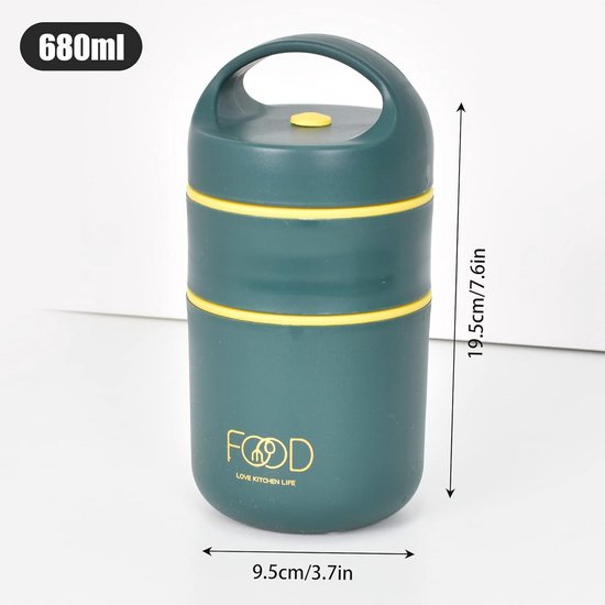 Warmte-isolerende broodtrommel - Thermo-lunchbox voor school, werk, en reizen van warmte — afbeelding 2