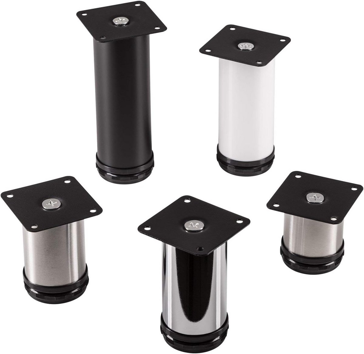 Set van 4 Meubelpoten Rond Inox Look Verstelbaar 80 mm
