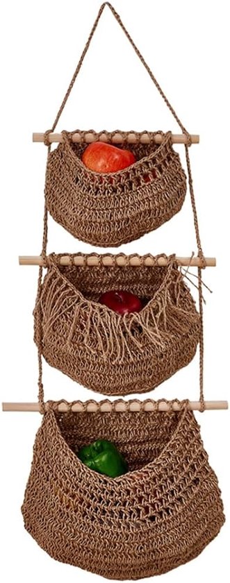 Famanu – Hangende fruitmand 3 etages macramé