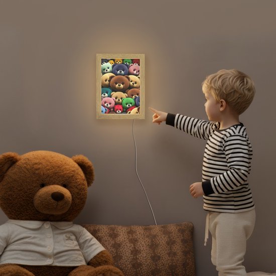 Nachtlampje 15x20 cm - Kinder lamp - Knuffelbeer - Teddy - Design - Kids - Tafellamp kinderkamer - Slaapkamer lamp - Bedlamp kinderen - Kinderlampje stopcontact - Wandlamp babykamer - Nachtlampjes van Merkloos — afbeelding 5