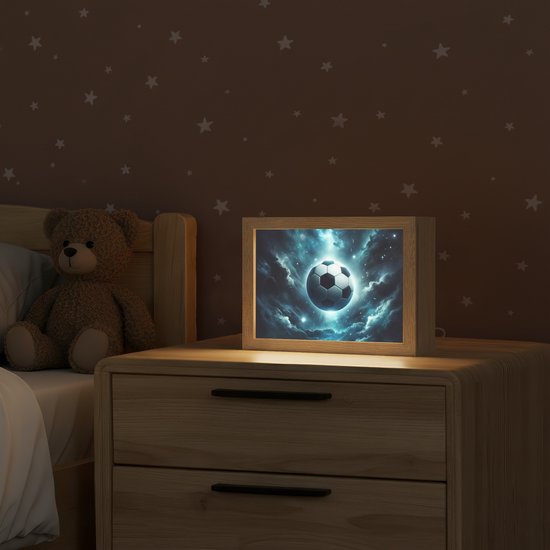 Nachtlampje 20x15 cm - Kinder lampje - Voetbal - Galaxy - Ruimte - Sport - Blauw - Tafellamp kinderkamer - Slaapkamer lamp - Bedlamp kinderen - Kinderlampje stopcontact - Wandlamp babykamer - Nachtlampjes van Merkloos — afbeelding 2