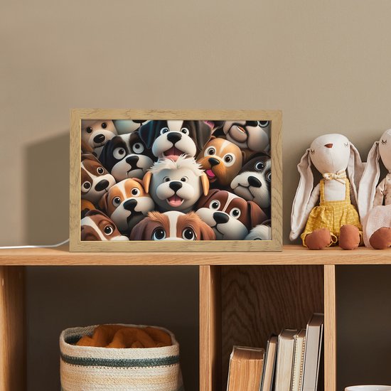 Nachtlampje 30x20 cm - Kinder lamp - Hond - Dieren - Patronen - Bruin - Meisjes - Jongens - Tafellamp kinderkamer - Slaapkamer lamp - Bedlamp kinderen - Kinderlampje stopcontact - Wandlamp babykamer - Nachtlampjes van Merkloos — afbeelding 3