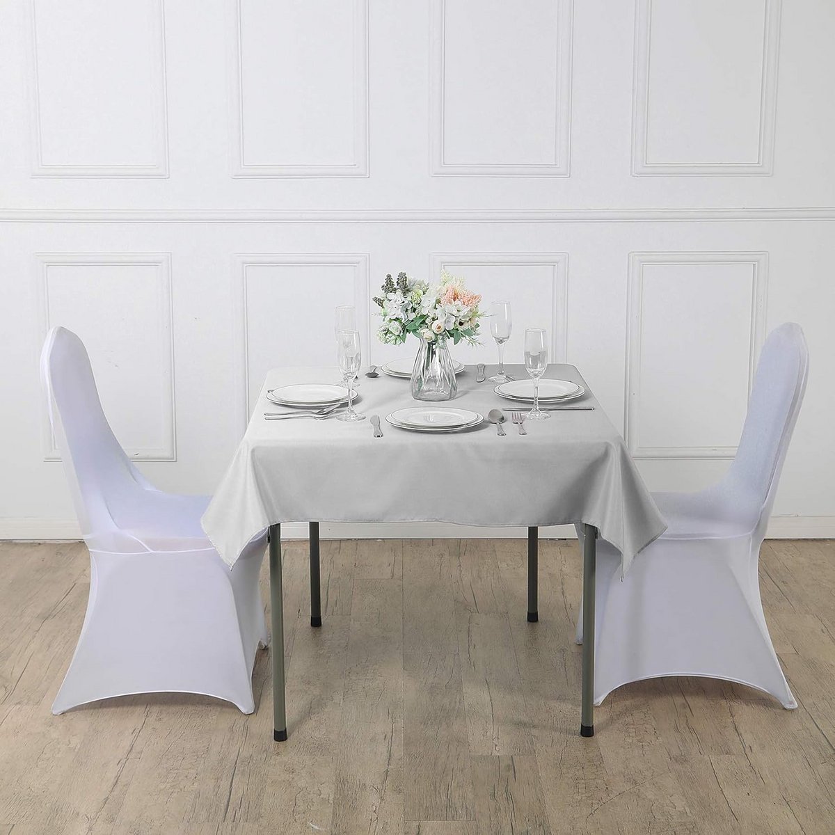 Vierkant Tafelkleed Zilver 52x52 cm Polyester Stijlvol Elegant voor binnen en buiten