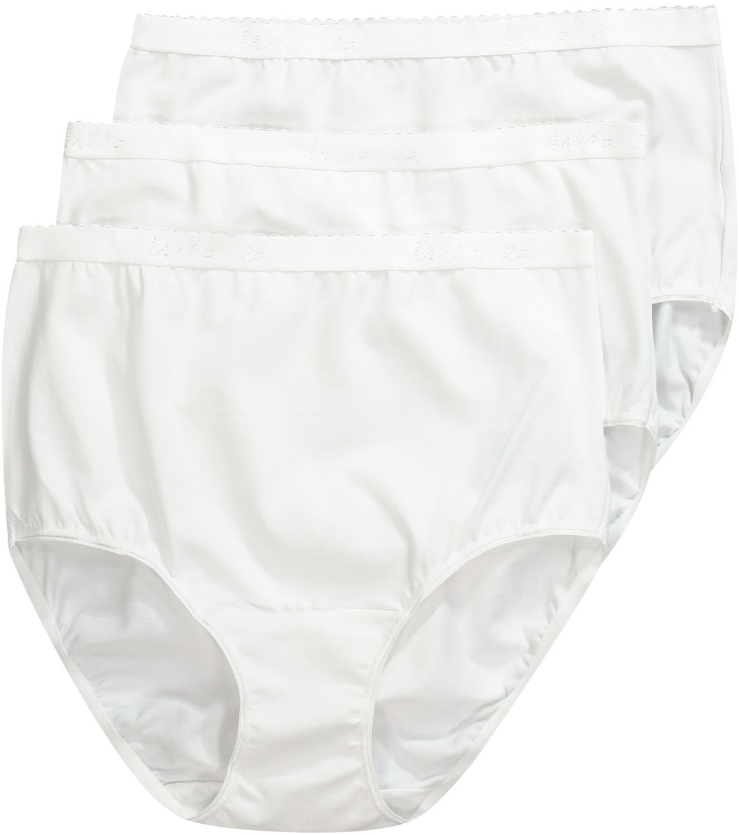 Ulla Popken - Dames - Maxislips set van 3 hoge taille - Sneeuwwit - Maat 42+