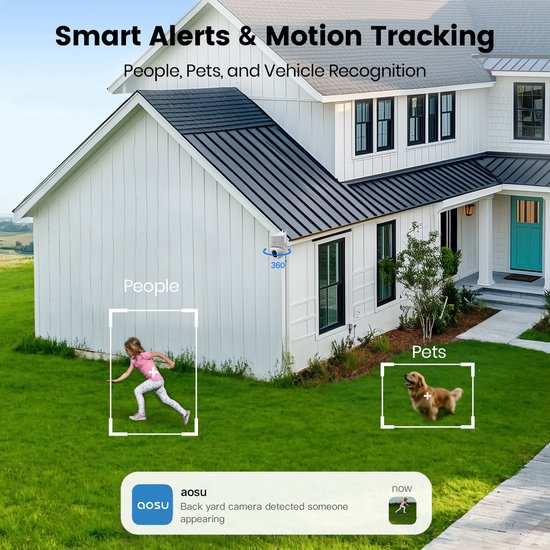 AOSU SolarCam D1 Max - Beveiligingscamera - 3K Resolutie - 2-Weg Audio - 360° Zicht & AI Tracking van Merkloos — afbeelding 5