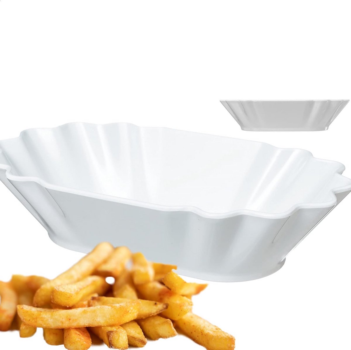 2x Ovale Snackschaal Snackbakjes voor Friet & Curryworst - Herbruikbaar Melamine