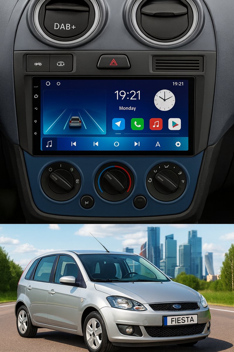 ADIVOX 9 inch T4 geschikt voor Ford Fiesta/Fusion 2006-2009 Android 15 CarPlay/Auto/Wifi/GPS/RDS/DSP/NAV/QLED