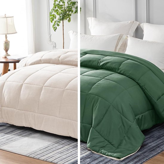 Dekbeddonzen 200x200 cm - Zachte Microvezel Dekbed - Geschikt voor Elk Seizoen - Groen Grijs Beige