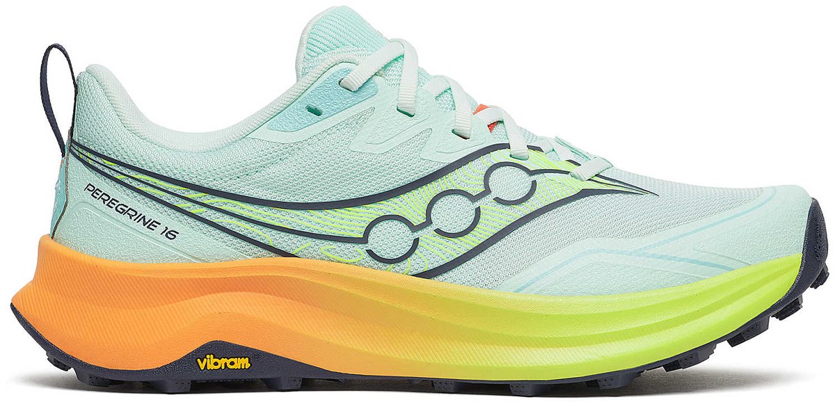 Saucony Peregrine 16 Trailschoenen Dames Aqua Citron Piscine 39 Oranje