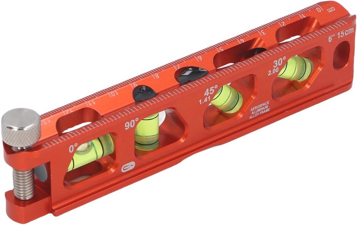 Torpedo Magnetische Waterpas met 4 Libellen - Professionele en Doe-Het-Zelvers