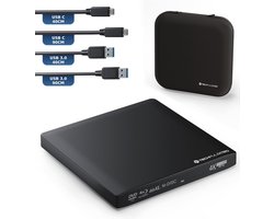 Externe USB-C 3.1 UHD 4K Blu-ray DVD CD BDXL brander met 128GB opslag en aansluitkabel