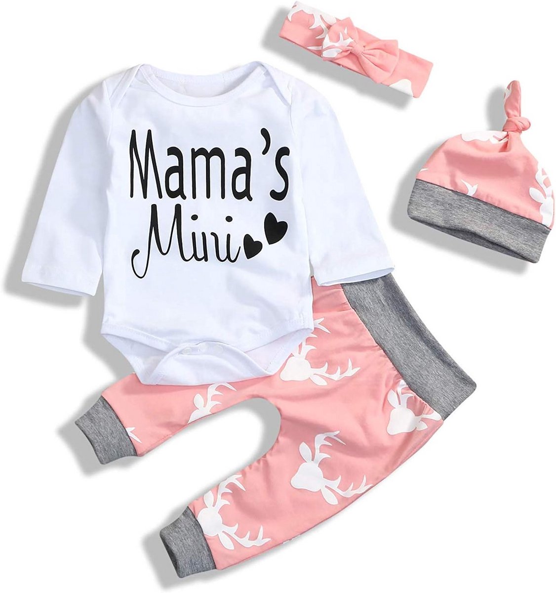 Schattige Baby Meisjes Outfit Set: Rompertje, Broek en Hoofdband