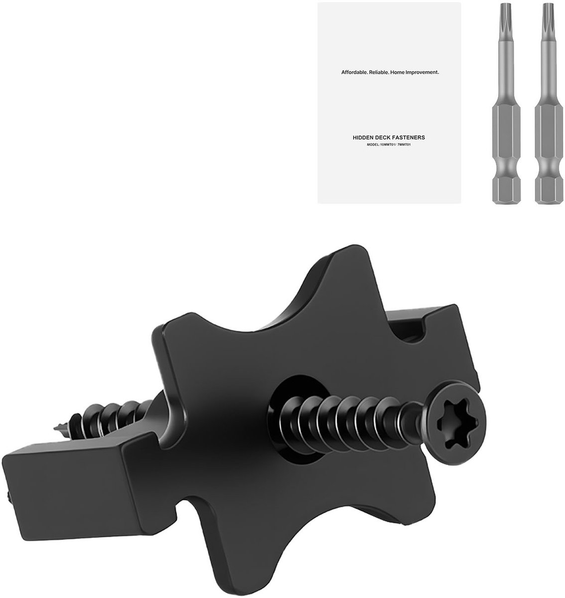 90 Stuks Verborgen Terrasbevestigingen voor Composiet Terrasplanken, Universele T-Clips en Kunststof Bevestigingsmiddelen met Metalen Schroeven, Polypropyleen Clips Compatibel met Kieren van 6,5 mm, Zwart