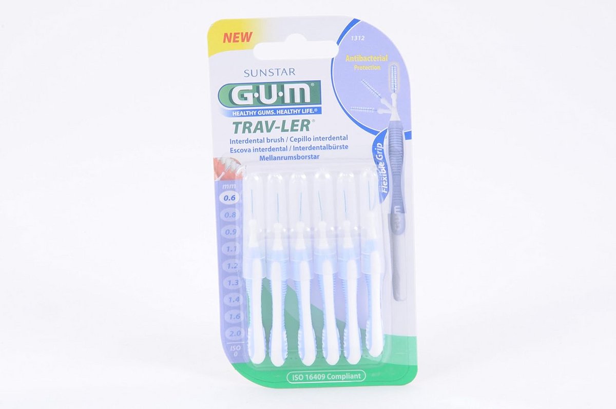 Interdentale borsteltjes voor een grondige reiniging tussen de tanden, 0.6 mm